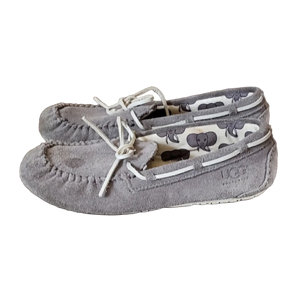 UGG Australia Ryder Elephant Kid's Gray Suede Slippers Size 3